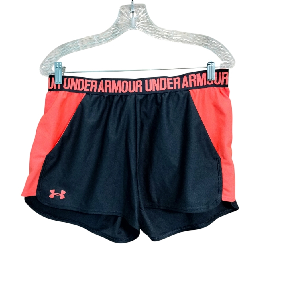 Under Armour Women's Black and Red Athletic Shorts